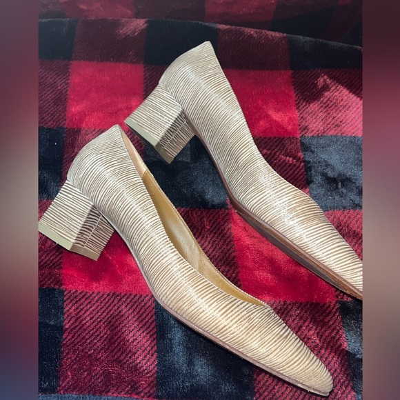 Aquatalia Women Pasha Pointy Toe Pump US 7 Brown Striped Leather Made In Italy - Picture 4 of 9